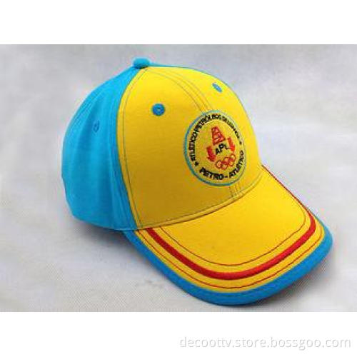 Yellow Blue Canvas Cotton Baseball Cap Hats with Embroidery